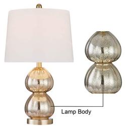 Maxax Traditional Table Lamps Set of 2 Bedside Lamp with Gold Mercury Glass in White Shade for Living Room Family Bedroom Office
