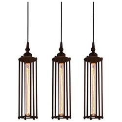 CMNNQ 3 Pack Retro Ceiling Pendant Light, Metal Industrial Hanging Lights Lamp, Classic Kitchen Table Dining Room Lighting Fixture 3PCS Without Bulbs (Black)