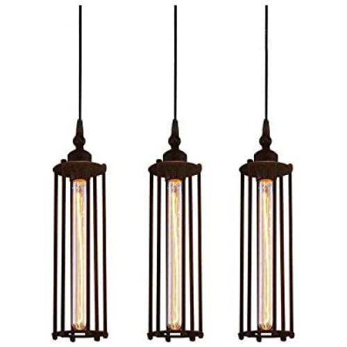 CMNNQ 3 Pack Retro Ceiling Pendant Light, Metal Industrial Hanging Lights Lamp, Classic Kitchen Table Dining Room Lighting Fixture 3PCS Without Bulbs (Black)