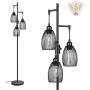 Dimmable Standing Lamp,Industrial Floor Lamps,Black Tree Lamp Rustic Tall Lamps Lighting with 3 Elegant Teardrop Cages & 3 Edison LED Bulbs for Bedrooms Living Room