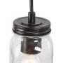 LOG BARN Mason Jar Lights, Farmhouse Light Fixture for Kitchen Island, Glass Pendant Light Hanging Over Dining Table, Rustic Bronze Metal Finish Chandelier with Clear Glass Shades