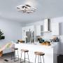 IKK Modern Kitchen Ceiling Light,Dimmable LED Flush Mount Light Fixture with Remote Control,6 Heads Square Geometric LED Lamp for Dining Study Laundry Living Clothing Room, 3000-8000 K/Coffee
