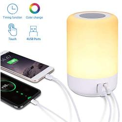 Bedside Lamp Night Light Touch - Touch Lamp Beside with 4 Quick Chargeable USB Port - Dimmable Table Lamp for Bedroom Living Room Office Hallways…