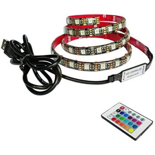 ICIH 3.3ft/1m 60LEDs Waterproof RGB Color Change with Remote Controller Flexible TV 5V 12W USB LED Strip Light IH-RGB-TVFSL