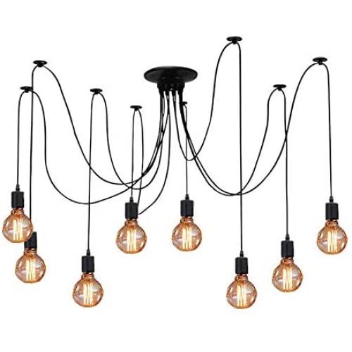 ZHMA Ceiling Spider Lamp Light Pendant Lighting, Antique Classic Adjustable DIY Lighting Chandelier Modern Chic Industrial Dining 8 Arms(Each with 1.7m Wire)