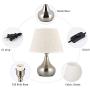 Modern Table Lamps Set of 2 Bedside Table Lamps Nightstand Lamps with Metal Base Silver Desk Lamps for Living Room Bedroom Family Room Coffee Table