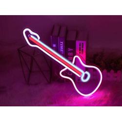 Neon Signs Guitar, Dimmable Neon Sign with Remote, Led Wall Sign for Cool Room Light, Wall Art, Bedroom Decor, Led Lights for Party and Holiday Decor: UL-Listed Power Adapter, 17.3'' by 6.3''