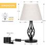 Traditional Table Lamps Set of 2 Classic Design Nightstand Table Lamps Set for Bedroom Living Room Family Bedside Lamp with Creative Hollow Out Pole and Marble Base