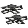 120W LED Garage Lights,12000 Lumens Super Bright Garage Ceiling Lights with 4 Adjustable Panels, Easy-Installation 6000K Deformable Bay Lights for Basement, Workshop, Barn, Warehouse(2 Pack)