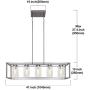 FIMITECH Chandeliers Contemporary Rectangle 5-Light Dining Room Lighting, Adjustable Rods, Fixtures Hanging, Ceiling Light Kitchen Island Cage Pendant Lights with Glass Shade (Brushed Nickel)