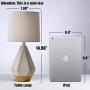SOTTAE Modern Small White and Gold Ceramic Table Lamp, Irregular Geometric Desk Lamp with White Fabric Shade, Beside Nightstand Lamp for Living Room Bedroom