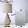 SOTTAE Modern Small White and Gold Ceramic Table Lamp, Irregular Geometric Desk Lamp with White Fabric Shade, Beside Nightstand Lamp for Living Room Bedroom
