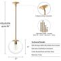MOTINI Globe Pendant Light, 1-Light Gold Brushed Brass Pendant Lighting with Clear Glass Shade, Single Large Hanging Light Fixture for Kitchen Island Dining Room
