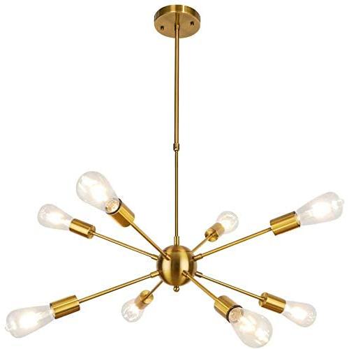 8-Light Sputnik Modern Chandelier Mid Century Industrial Gold Pendant Lighting Vintage Ceiling Light Fixture for Dining Room Kitchen Island Living Room Bedroom Foyer Farmhouse