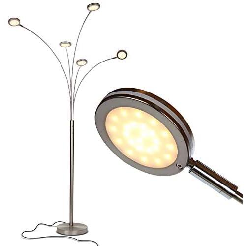 Brightech Orion 5 - Super Bright, Modern LED Arc Lamp - 5 Adjustable Arms & Light Heads Arch Over The Couch - Standing Tree Lamp for Living Rooms - Hanging Lighting - Satin Nickel (Silver)