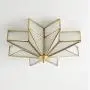 LITFAD Modern 4-Light LED Ceiling Lamp Beveled Frosted Glass Flush Mount Lighting Fixture Traditional Brass Star Close to Ceiling Light Decorative Pendant Light for Hotel Hall Bedroom Living Room