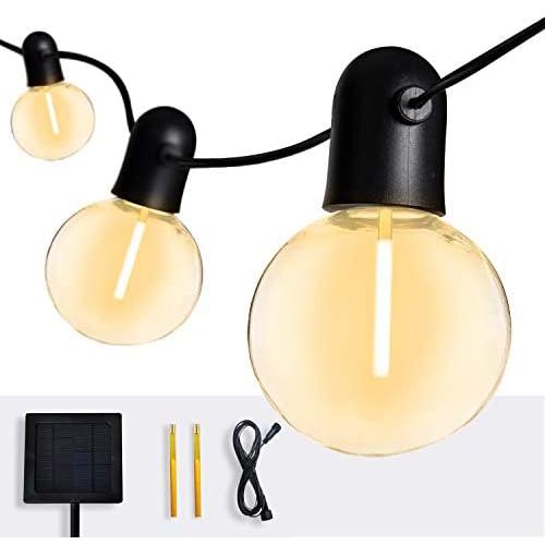 LED Solar Powered String Lights Outdoor G55 27ft with 20 Bulbs Solar Panel, Extension Cable Waterproof Dimmable Lights for Party Patio L.A.NOVA