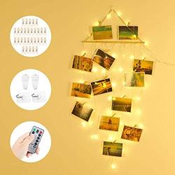 Anpro LED Hanging Photo Clip String Light, Powered by USB and AA Batteries, 58LED with Hook and Remote Control Timing Function for Bedroom, Living Room Decoration, Photo Hanging Display