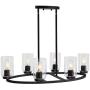 TULUCE 6 Light Farmhouse Chandelier Lighting Vintage Island Pendant Lamp Oval Shape Flush Mount Lighting Fixture Black Pendant Lamp for Entryways, Dining Rooms Living Areas or Kitchen Spaces.