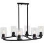 TULUCE 6 Light Farmhouse Chandelier Lighting Vintage Island Pendant Lamp Oval Shape Flush Mount Lighting Fixture Black Pendant Lamp for Entryways, Dining Rooms Living Areas or Kitchen Spaces.