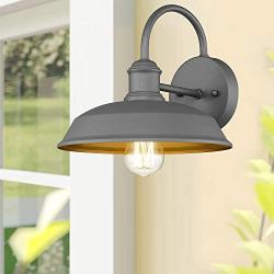 Odeums Farmhouse Barn Lights, Outdoor Wall Lights, Exterior Wall Lamps, Industrial Wall Lighting Fixture, Wall Mount Light in Gray Finish with Copper Interior (Gray, 1 Pack)