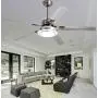 52'' 5 Blades Ceiling Fan with Lights Brushed Nickel Modern Ceiling Fan Chandelier Remote Control Fandelier Ceiling Fan for Bedroom,Dining Room,Living Room,Pavilion