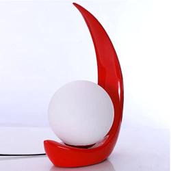 Table Lamps Creative Modern Resin Moon lamp, Simple Pasture Bedroom Home Living Room Bedside Childrens Room Decoration lamp E27 Table Lamps Desk Lamps Reading Lamps (Color : Red)