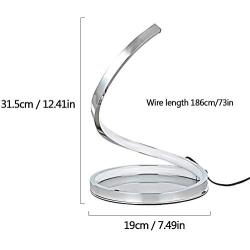 Modern Dimmable LED Table Lamp, 7W Touch Control Contemporary Spiral Chrome Finish Desk Lamp, Curved Bedside Nightstand Lamp for Bedroom Study Living Room Office