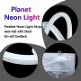Neon Signs, NELOMO Neon Signs for Wall Decor Planet Neon Light Sign LED Neon Lights for Bedroom Battery & USB Powered Neon Signs for Bedroom Home Room Bar Party Wedding Christmas (Blue and Pink)