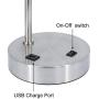 XiNBEi Lighting Table Lamp USB Desk Lamp with Fabric Shade, Modern Bedside Iron Lamp Brushed Nickel Finish for Bedroom Living Room & Office XB-TL1230-BN