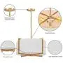 MOTINI 3 Light Drum Pendant Chandelier, Classic Ceiling Pendant Chandelier Fixture with Drum Shade, Gold Brushed Brass Drum Light Fixture for Dining Room Living Room Bedroom