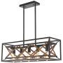 bgLight 5-Light Farmhouse Island Light, Rustic Linear Chandelier Metal Vintage Dining Room Hanging Lighting Fixtures for Dining Room, Kitchen Island