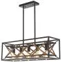 bgLight 5-Light Farmhouse Island Light, Rustic Linear Chandelier Metal Vintage Dining Room Hanging Lighting Fixtures for Dining Room, Kitchen Island