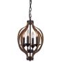 4-Light Chandelier Rustic Metal Pendant Light Adjustable Height oval Pendant Ceiling Hanging Light Fixture with Oil Rubbed Bronze Finish Wood Texture Indoor Kitchen Island Dining Living Room Farmhouse