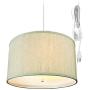 2 Light Swag Plug-in Pendant 18''w Textured Oatmeal with Diffuser, White Cord