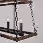 ANTILISHA Rustic Farmhouse Chandelier Lighting Rectangular Lantern Cage Light Fixture Pendant Chandelier for Dining Rooms Kitchen Island Closet Wood Metal Matt Black Long 39.4''