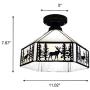 KWOKING Lighting Vintage Elk Pattern Ceiling Lighting Fixtures Tiffany Stained Glass Style Flush Mount Ceiling Light for Living Room, Hallway, Kitchen, Dining Room in Black 11 inches