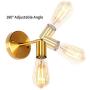 JHLBYL 2-Pack Industrial Vintage Wall Sconce 180 Degree Adjustable Wall Light for Bathroom Vanity, Brass