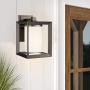 Emliviar Indoor Outdoor Wall Sconce Light Fixture, Oil Rubbed Bronze Finish with White Frosted Glass Shade, 2083B ORB