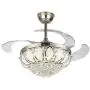 TFCFL Chandelier Ceiling Fans 42'' Luxury Retractable and Remote Control Crystal Ceiling Fan Light Kit Dimmable 3 Speeds Lighting Fixture Silent for Dining Bedroom Living Kitchen Office (Silver)