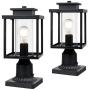 Osimir Outdoor Post Light 2 Pack, 1-Light Exterior Post Lantern with Pier Mount Base, Lamp Post Light Fixture in Black Finish with Cylinder Glass, 6.7''W x 15''H, 2353/1G-2PK