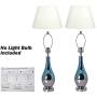 (Set of 2) 28 Inch Gray Ombre Glass Table Lamps for Living Room Desk Decorative with Metal Base Fabric Shade for Bedroom Home