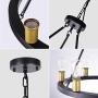 Wellmet Wagon Wheel Chandelier, 25'' 6-Light Rustic Modern Chandelier, Black Hanging Circle Round Pendant Ceiling Lighting Fixture for Dining Living Room, Kitchen Island Table, Foyer, Bedroom