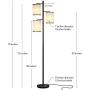 Brightech Liam - Asian Lantern Shade Tree LED Floor Lamp - Tall Free Standing Pole with 3 LED Light Bulbs - Contemporary Bright Reading Lamp for Living Room, Office - Black