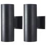 LED Cylinder Up Down Wall Light, Porch Light Outdoor Wall Light with Matte Black Aluminum Cylinder and Tempered Glass Cover Waterproof Wall Sconce 2 Pack