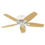 HUNTER 51080 Newsome Indoor Low Profile Ceiling Fan with LED Light and Pull Chain Control, 42'', Fresh White