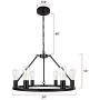 6-Light Black Farmhouse Modern Chandelier Metal Industrial Pendant Lighting for Kitchen Dinning Living Room Bedroom Foyer