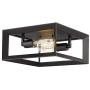 Farmhouse Flush-Mount Ceiling Light Fixture - HWH 12inch 2-Light Industrial Close to Ceiling Light for Bedroom Hallway Kitchen Foyer, Matte Black Finish, 5HW5-F BK