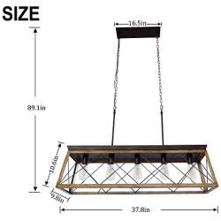 Lobolighting 5-Lights Kitchen Island Light Farmhouse Linear Pendant Lighting for Dining Room Table Chandelier Ceiling Hanging Light Fixture
