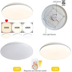 15.4 Inch Modern LED Flush Mount Ceiling Light Round 30W 2580lm Dimmable for Bedroom Dining Room Kitchen,Warm White 3000K